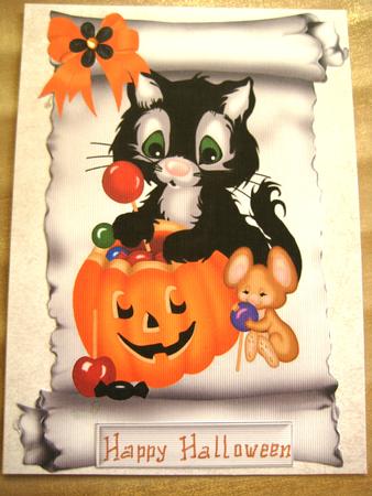Cute Kitten with Mouse and Pumpkins Toppers by Elena Pavlova