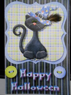 Happy Halloween Black Cat in Hat Card Front by Elena Pavlova