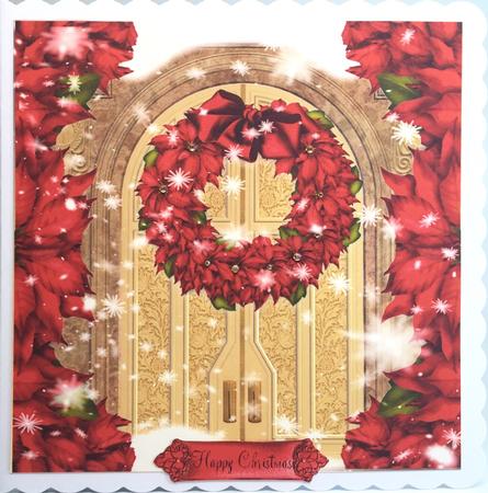 Gorgeous Snowy Red Poinsettia Wreath Door by Elena Pavlova