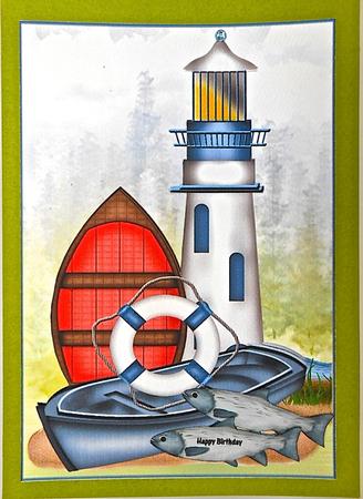 Male Card Lighthouse/fishing by Elena Pavlova