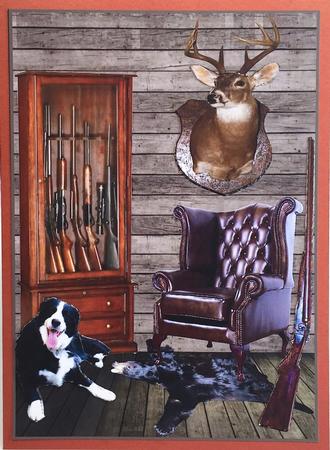 Hunting Room Card Topper with Decoupage by Elena Pavlova