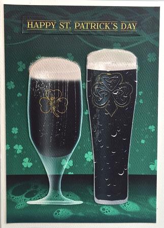 Two Pints of Irish Stout St. Patrick's Day Card by Elena Pavlova