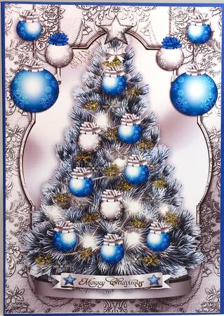 Christmas Tree with Silver and Blue Bubbles by Elena Pavlova