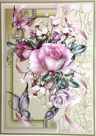 Rose Blush Card with Decoupage by Elena Pavlova