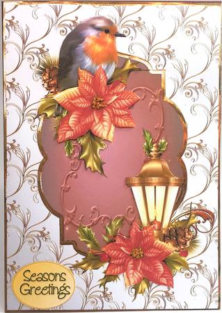 Robin and a Lamp Card with Decoupage by Elena Pavlova