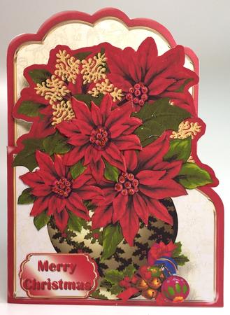 Pot of Holly and Poinsettias Shaped Card Mini Kit by Elena Pavlova