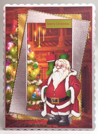 Santa Deep in Thought Card with Decoupage by Elena Pavlova