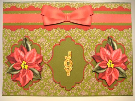 Joy Poinsettia Card Front by Elena Pavlova