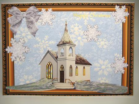 Lovely White Church with Snowflakes by Elena Pavlova