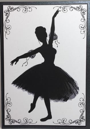 Dancing Ballerina Silhouette Shell Edged Corner Stacker Card by Elena Pavlova