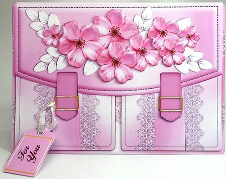 Satchel Handbag Tent Card Mini-kit - Pink Satin & Lace by Elena Pavlova