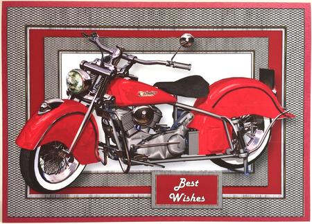 Red Retro Motorbike A5 Landscape by Elena Pavlova