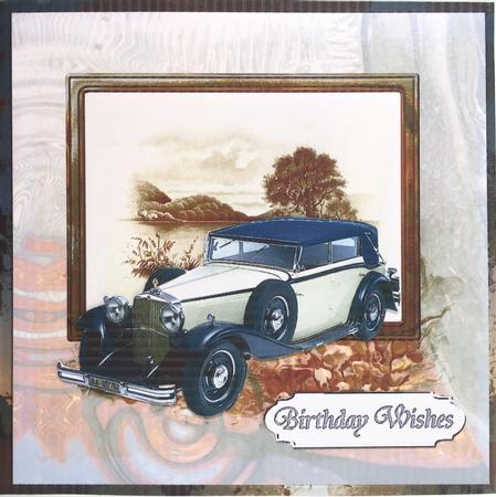 Drive to the Coast 7x7 Card with Decoupage by Elena Pavlova