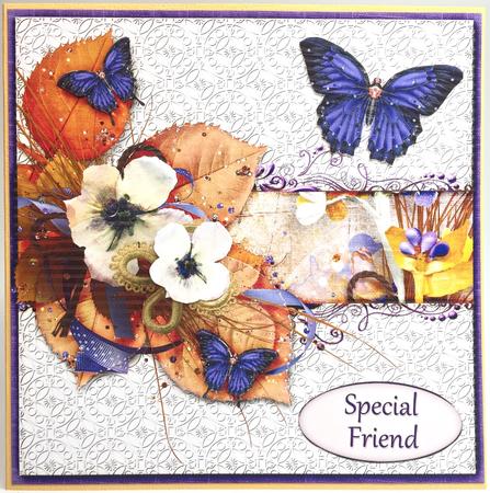 Cardtopper Vintage Flower Purple Yellow 341 by Elena Pavlova