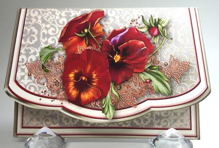Pansies Flapover Clutch Bag Card Mini Kit by Elena Pavlova