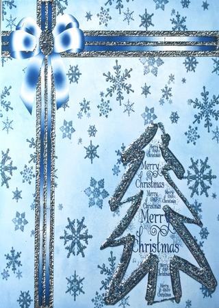 Silver Christmas Tree on Snowflakes Background by Elena Pavlova