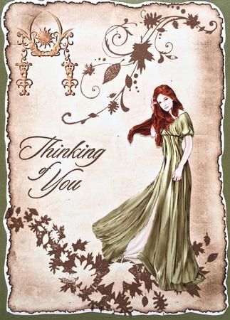 Lady Guinevere Decoupage Sheet (green) by Elena Pavlova