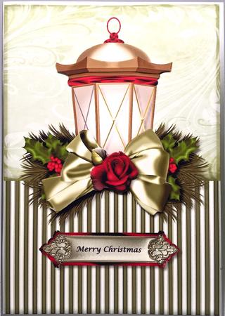 Christmas Lantern & Satin Bow by Elena Pavlova