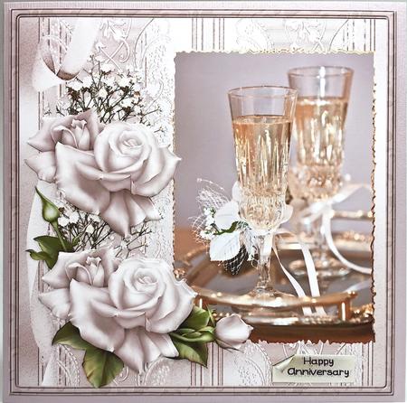 Anniversary Wishes Card with Decoupage by Elena Pavlova