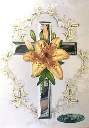 Sympathy Cross Golden Lily by Elena Pavlova