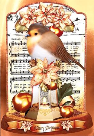 Christmas Robin Bird with Lamp Decorations by Elena Pavlova