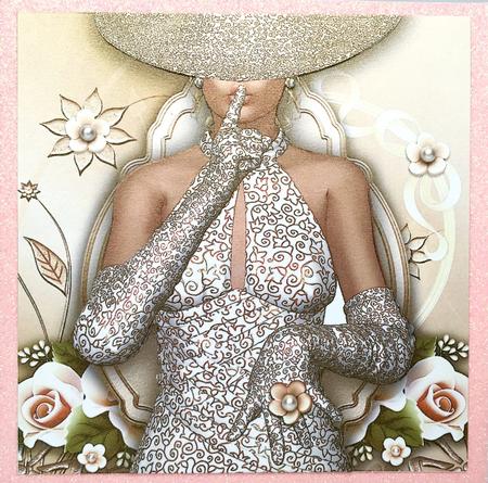 Beautiful Lady in White Dress with Roses Card Front by Elena Pavlova