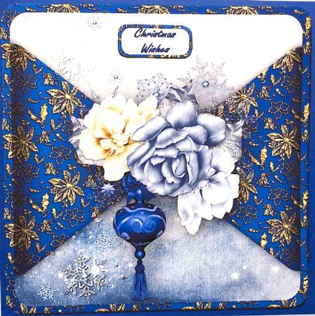 Christmas Roses Mock Wrap Card Front by Elena Pavlova