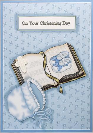 Boys Christening Card Front with Decoupage by Elena Pavlova