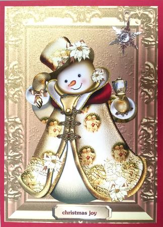 Cute Golden Snowman Wish You Merry Christmas by Elena Pavlova
