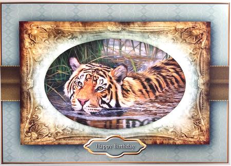 Swimming Tiger Quick Card by Elena Pavlova