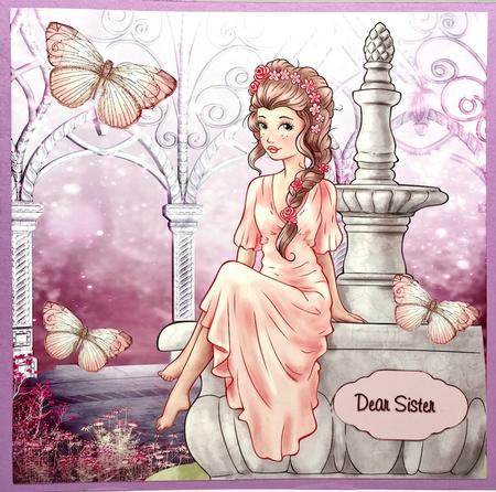 Lady and the Fountain Card by Elena Pavlova