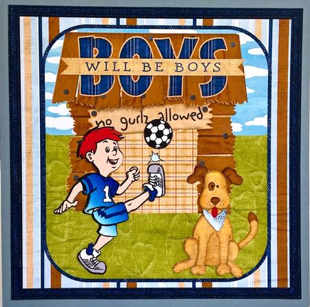 Boys Love Football Card with Decoupage by Elena Pavlova