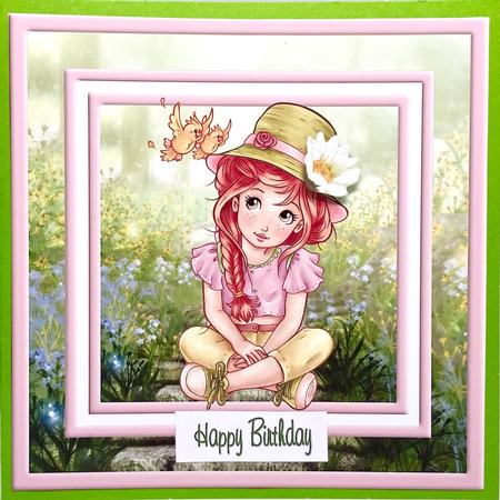 7x7 Summer Girl Card by Elena Pavlova