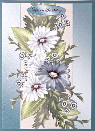 Dusky Blue Floral Birthday Card by Elena Pavlova