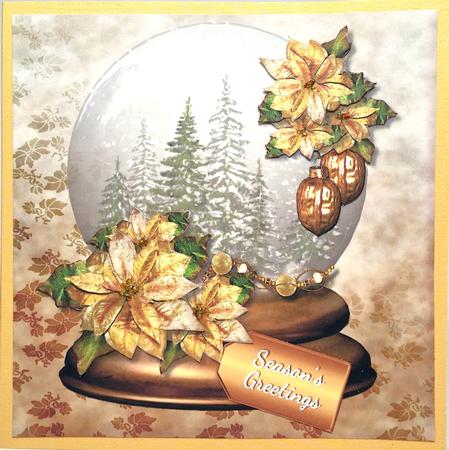 Snowglobe & Golden Poinsettias by Elena Pavlova