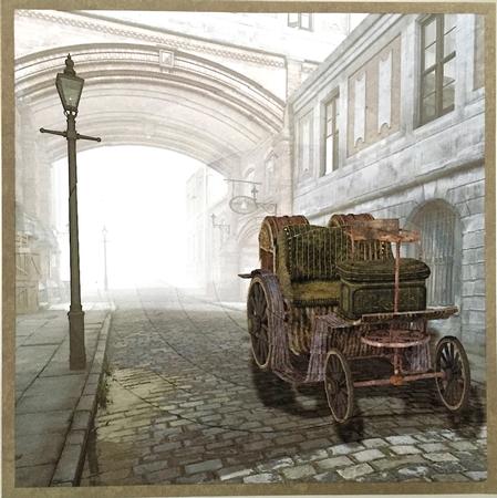 Old London - Steampunk Vintage Steam Car Pyrimage Insert+tag by Elena Pavlova