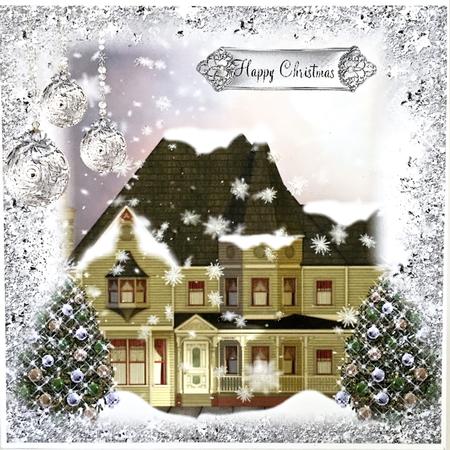 Beautiful Vintage Style Snowy House Topper by Elena Pavlova