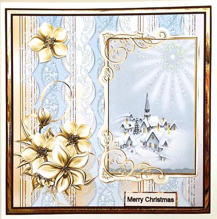 Star Over the Rooftops 7x7 Card with Decoupage by Elena Pavlova