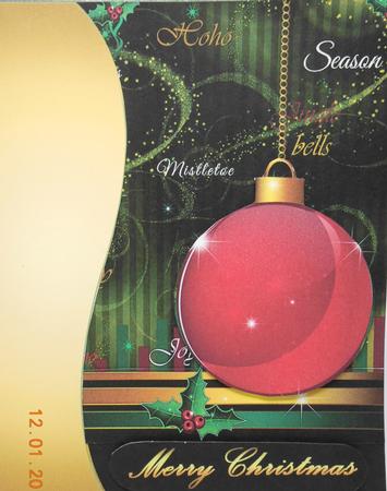 Brilliant Red and Gold Bauble 5x7 by Elena Pavlova