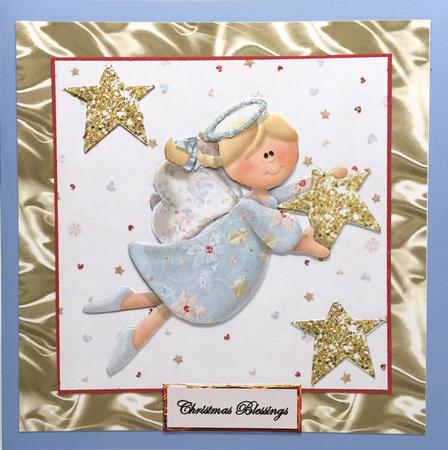 2 Blue Heavenly Angel Christmas Card Toppers by Elena Pavlova