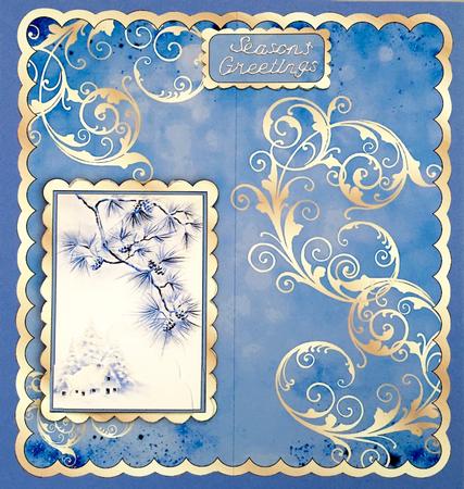 Snow on Gold - Scalloped Cut & Fold Dl with Bottom Stacker by Elena Pavlova