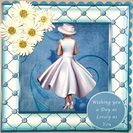 Elegance of Daisies Female Birthday Card Front by Elena Pavlova
