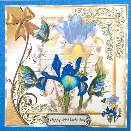 Blue Irises on a Golden Background by Elena Pavlova