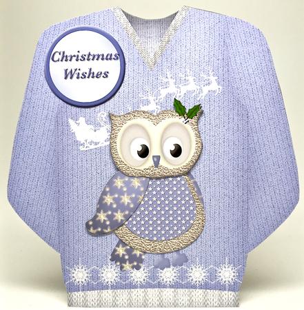 Little Owl - Christmas Jumper Card Mini Kit by Elena Pavlova