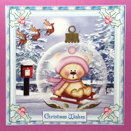 Christmas 6x6ins Winter Bear Topper 3 by Elena Pavlova