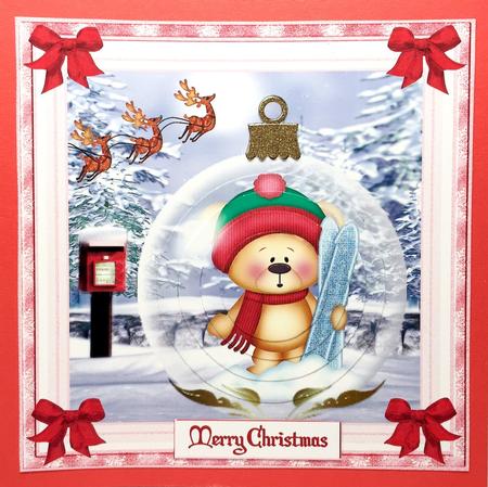 Christmas 6x6ins Winter Bear Topper 4 by Elena Pavlova