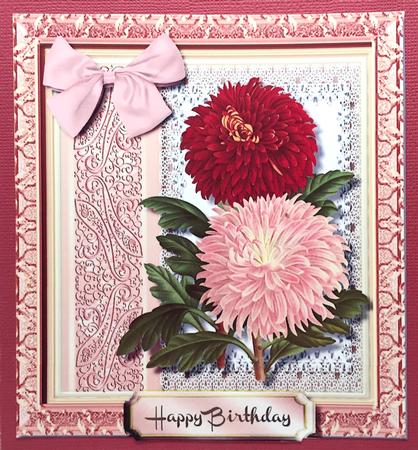 Beautiful Chrysanthemum's on Lace by Elena Pavlova
