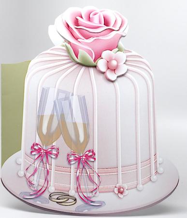 Cake and Champagne Full Card by Elena Pavlova
