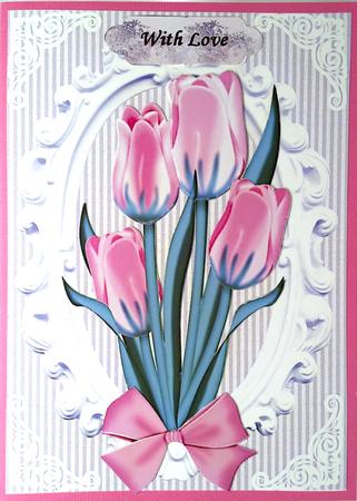 Pretty Pink Tulips in Ornate Frame by Elena Pavlova