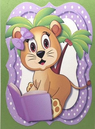 Tent Card with Verse, Lion Cubs Learing Lesson  by Elena Pavlova